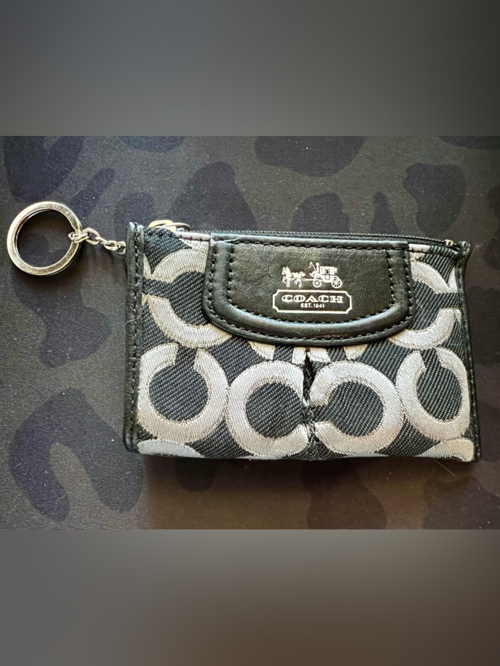 Coach Black and Gray Signature Change Purse